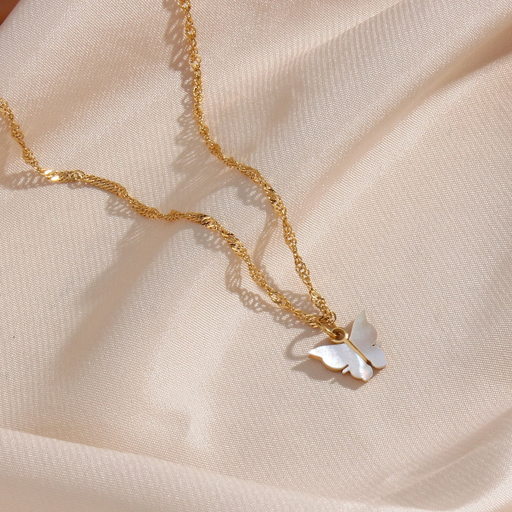 Elegant Butterfly Mother-of-Pearl Jewelry Set