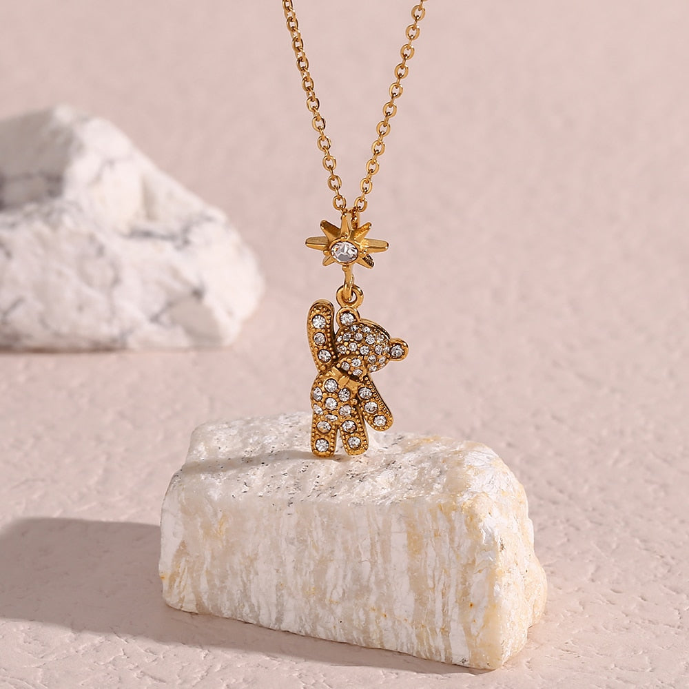 Twinkle Bear Necklace - 19k Gold
