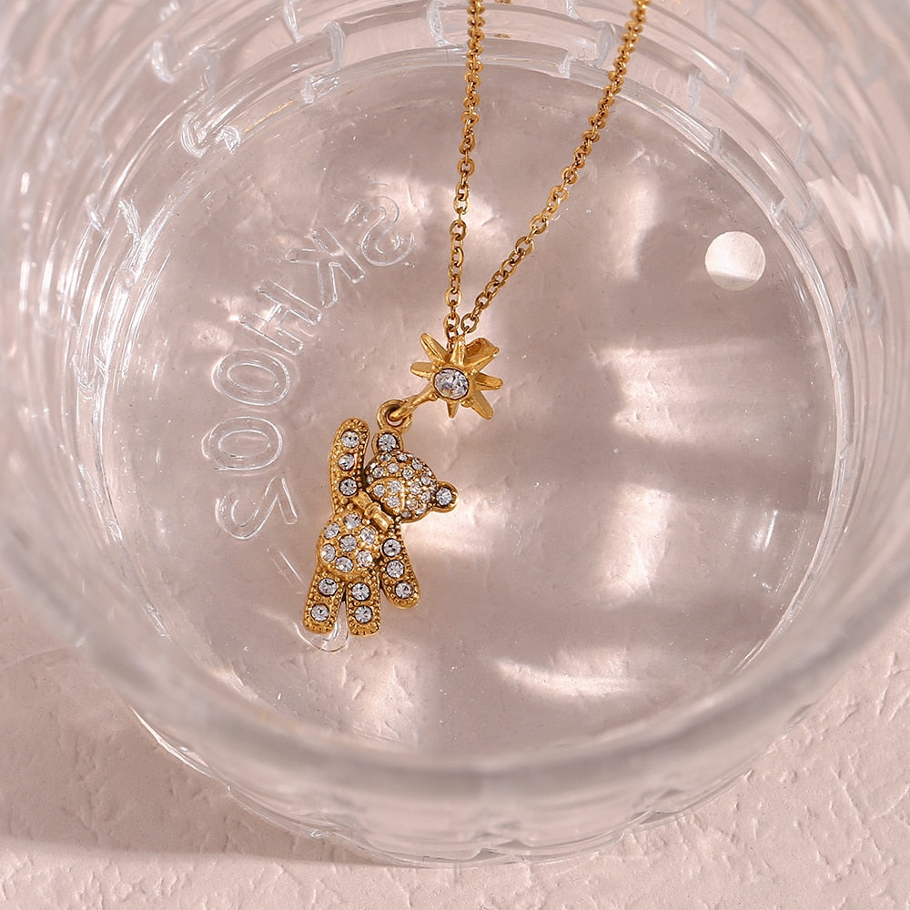 Twinkle Bear Necklace - 19k Gold