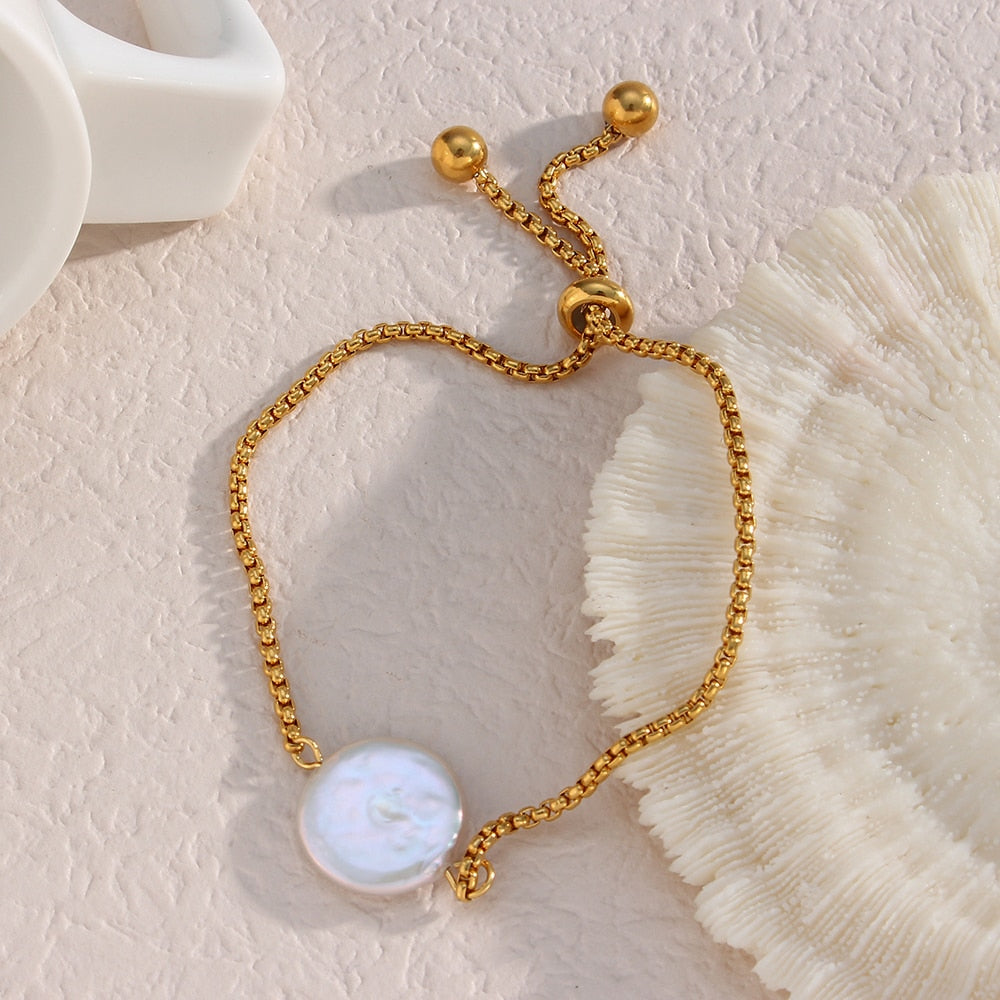 Adjustable Pearl Bracelet - 18k Gold