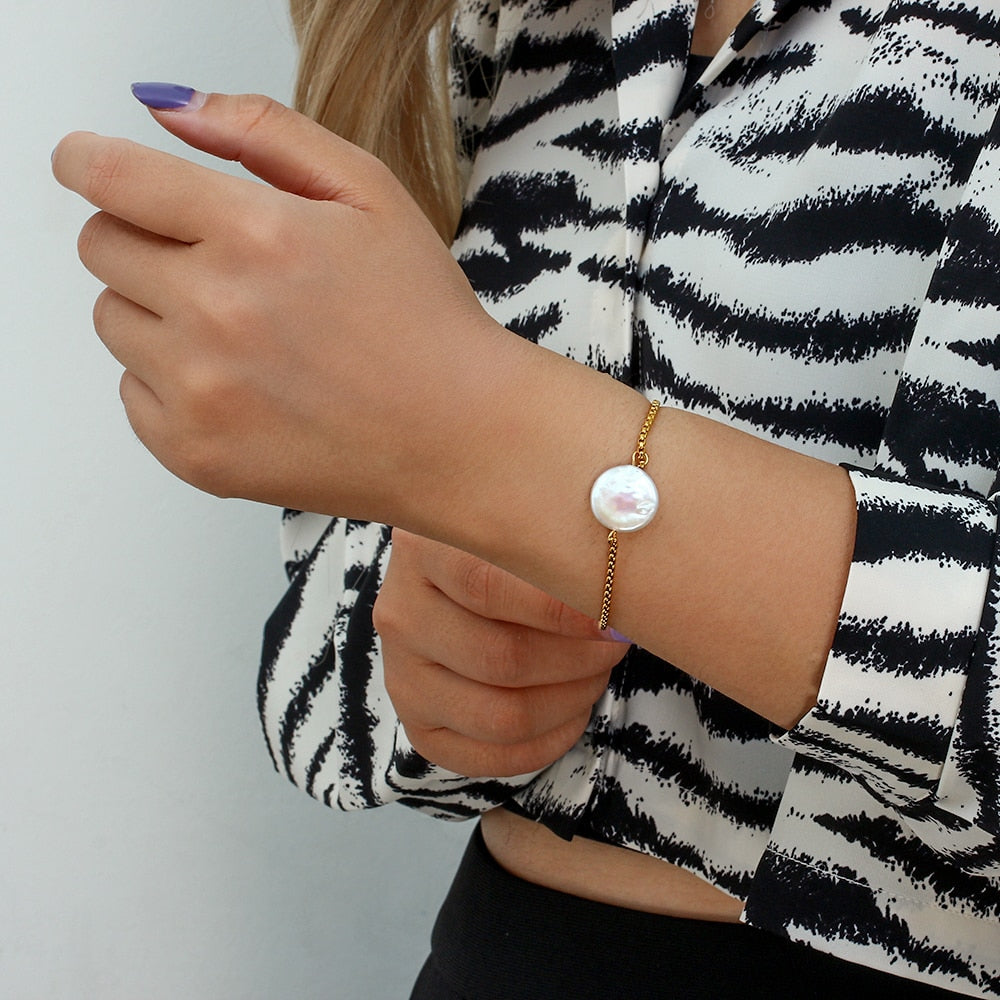 Adjustable Pearl Bracelet - 18k Gold