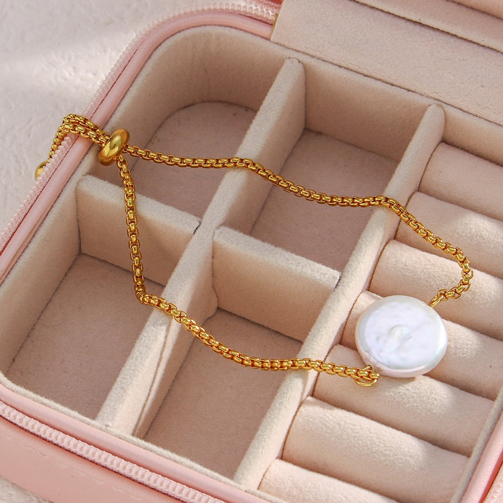 Adjustable Pearl Bracelet - 18k Gold