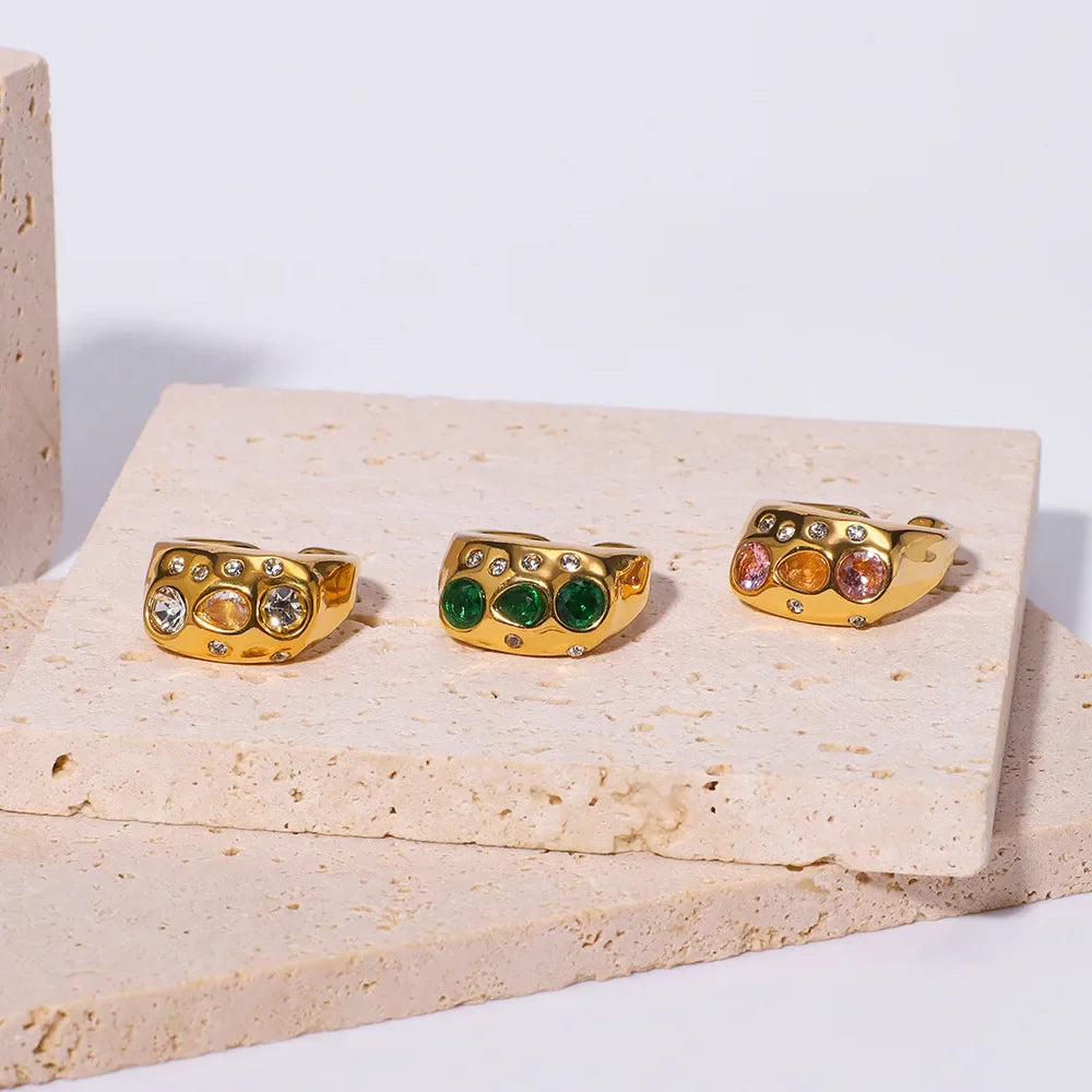 Chunky Gemstone Ring - 18k Gold