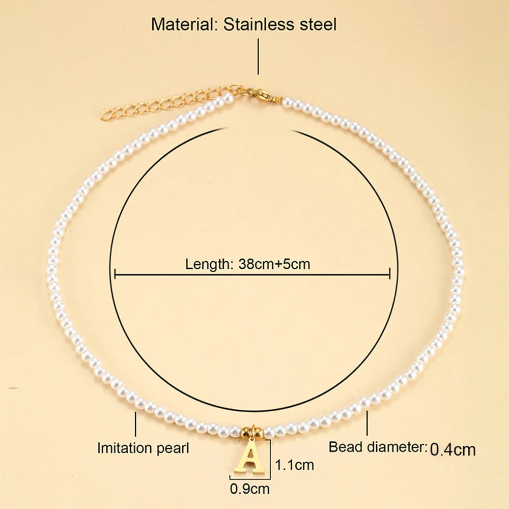 Pearl Initial Letter Necklace