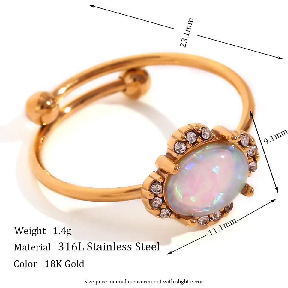 Aura Opal Charm Ring - Flower