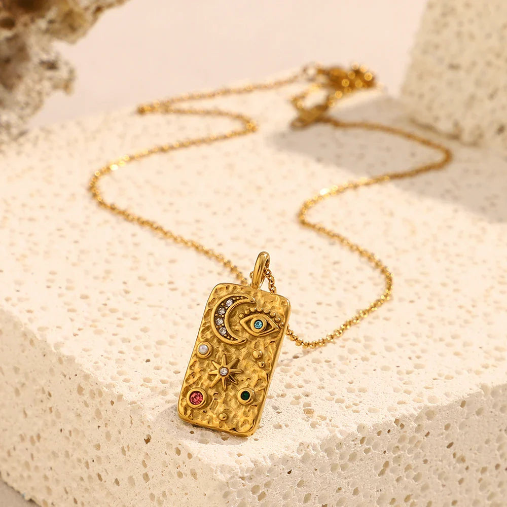 Starlit Rhinestone Pendant Necklace