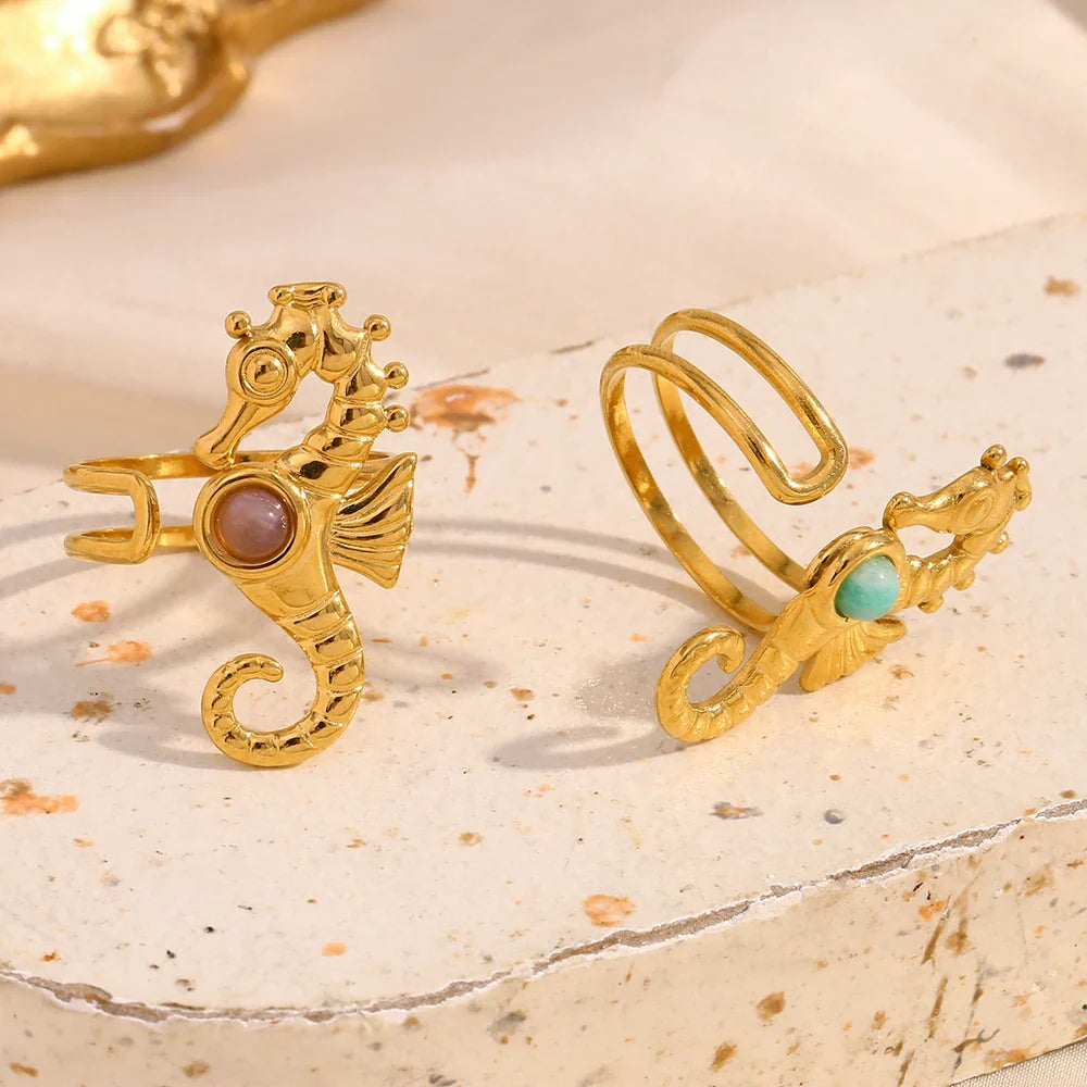 Ocean Whisper Seahorse Accent Ring
