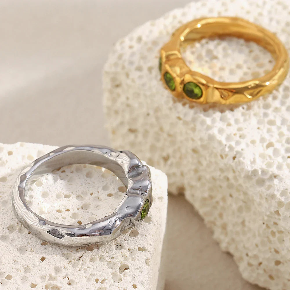 Geometric Elegance Zircon Cocktail Ring