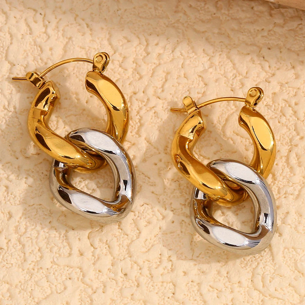 Harmony Dual-Tone Hoop Earrings