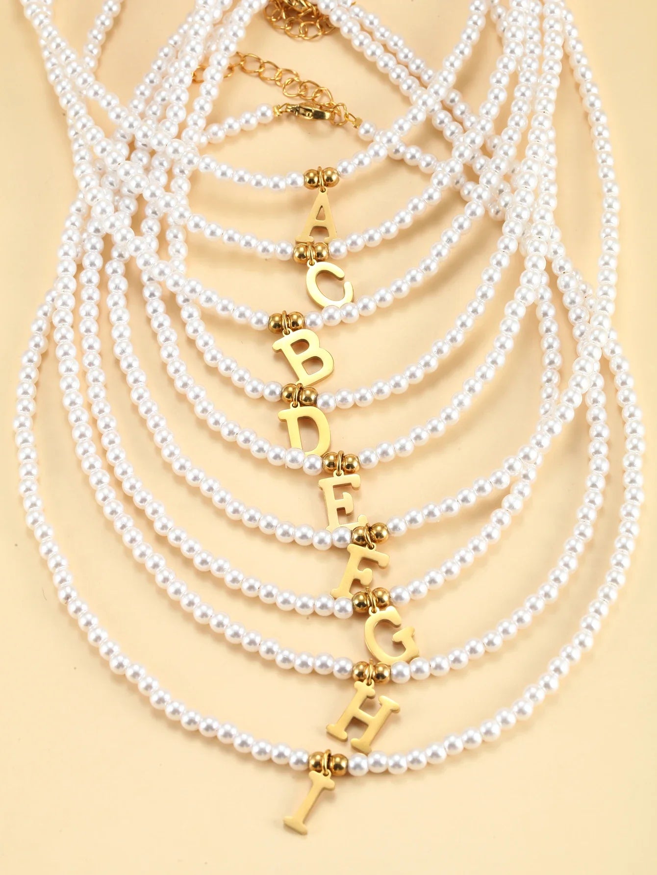 Pearl Initial Letter Necklace