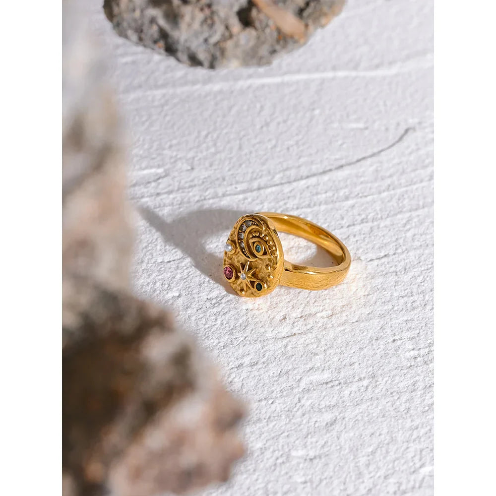 Harmony Moon & Star Ring - 18k Gold