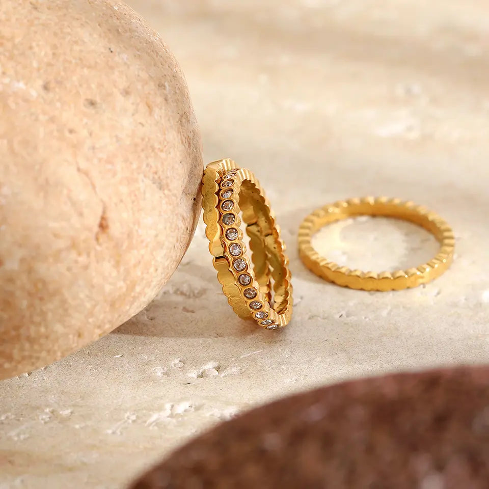 Sculpted Wave CZ Ring