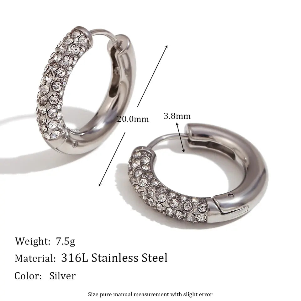 Aura Circle Zircon Studs - Silver