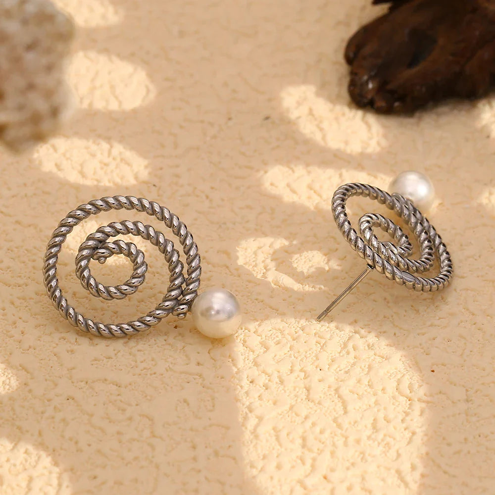 Swirl Pearl Drop Earrings