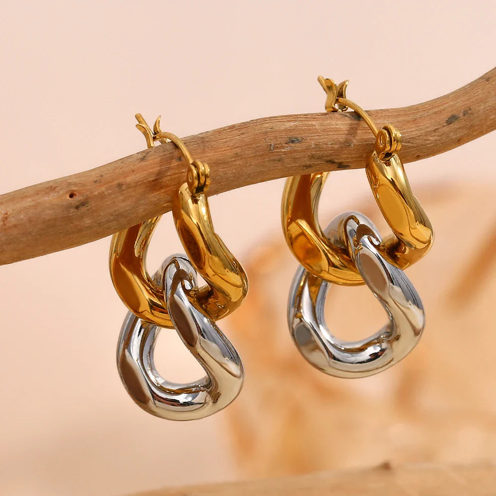 Harmony Dual-Tone Hoop Earrings