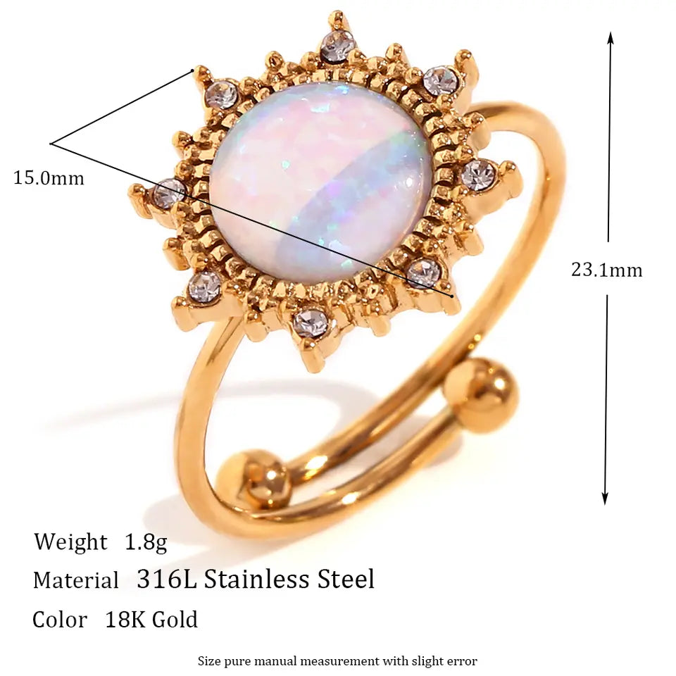 Aura Opal Charm Ring - Sun