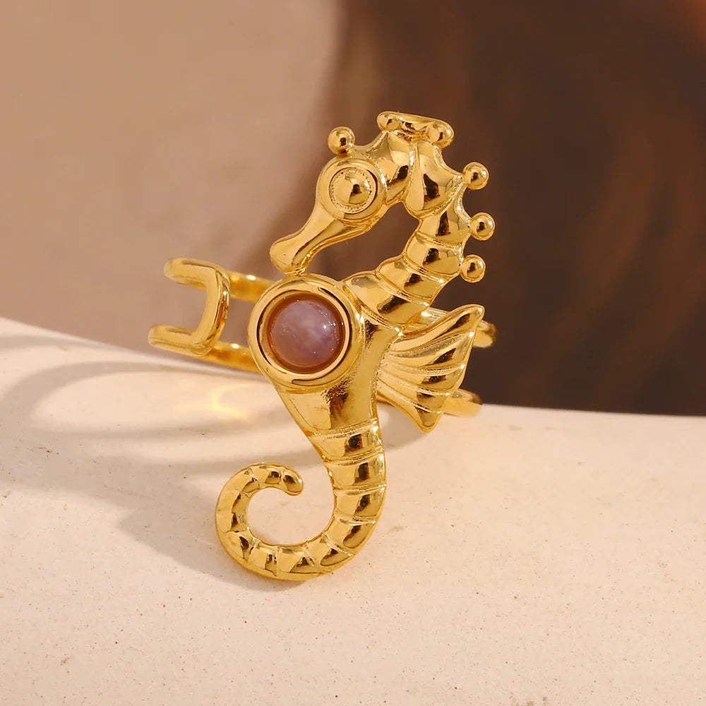 Ocean Whisper Seahorse Accent Ring