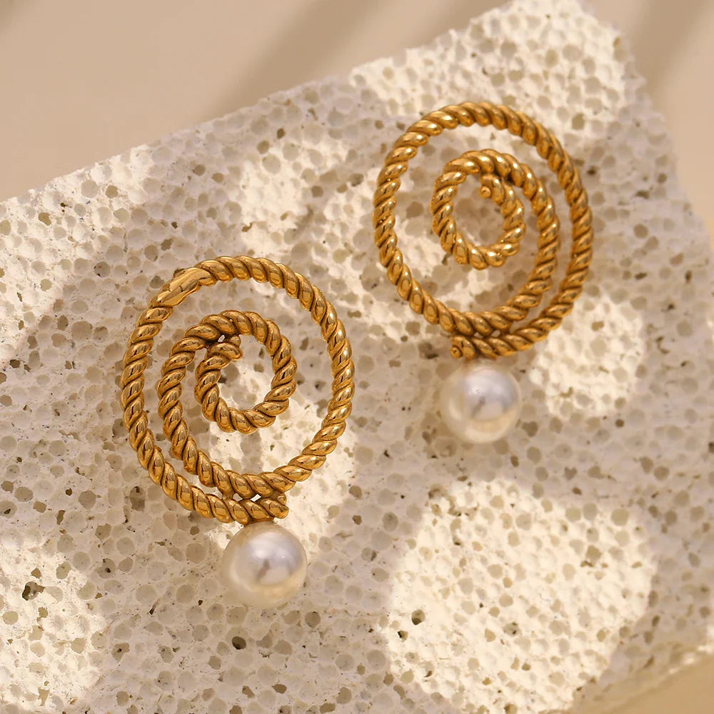 Swirl Pearl Drop Earrings