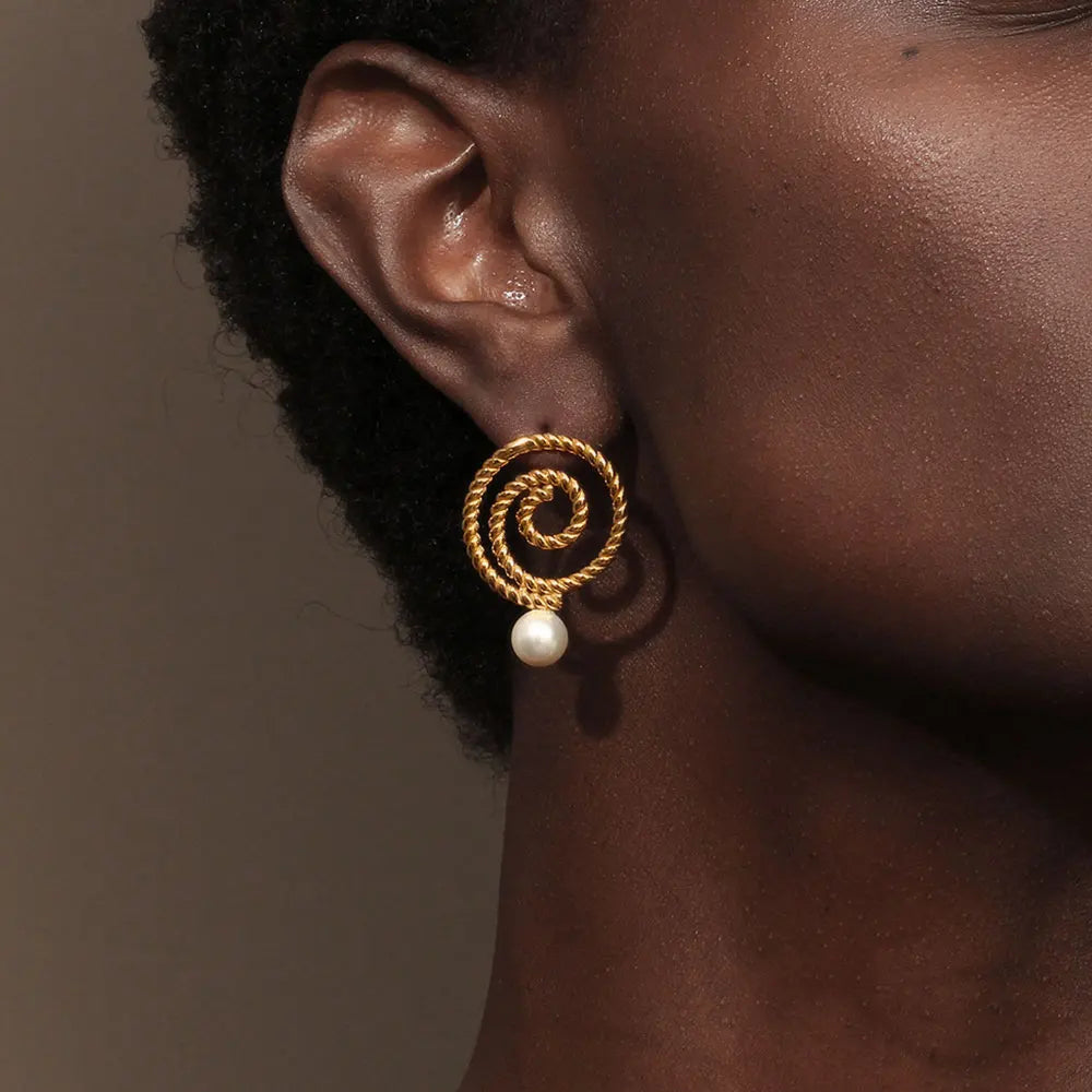 Swirl Pearl Drop Earrings