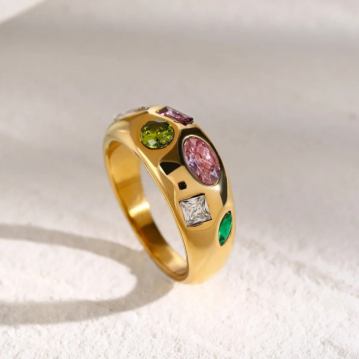 Geometric Symphony Gemstone Ring