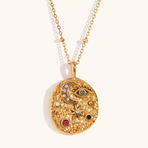 Crinkly Harmony Celestial Motifs Necklace