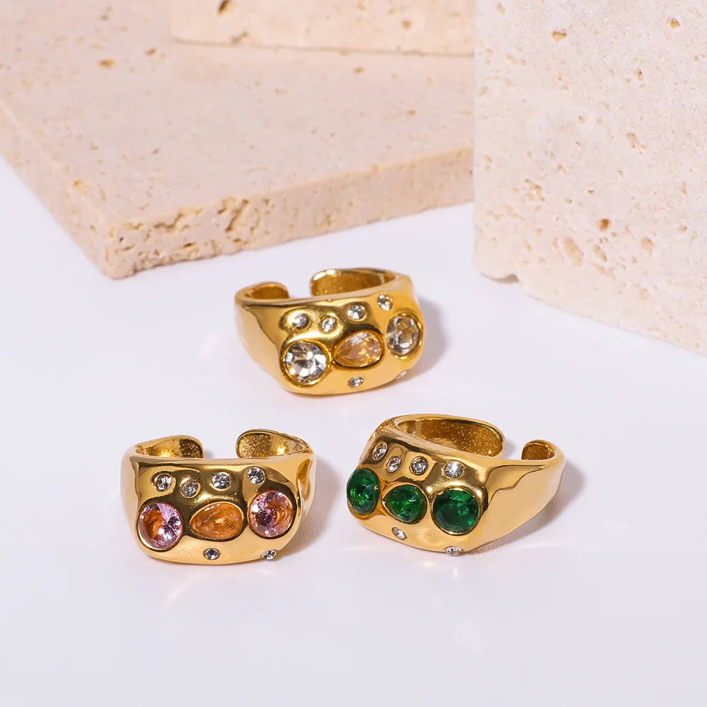Chunky Gemstone Ring - 18k Gold