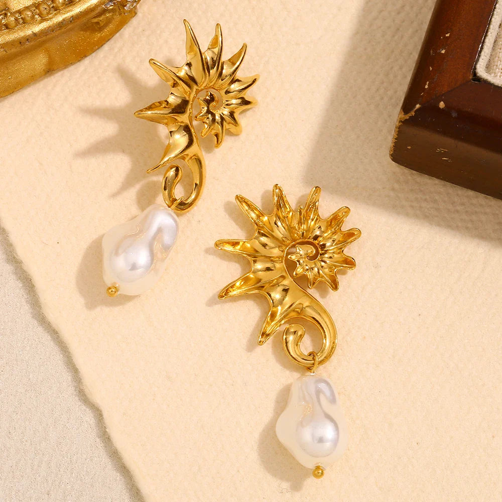 Pearl-Kissed Seahorse Earrings