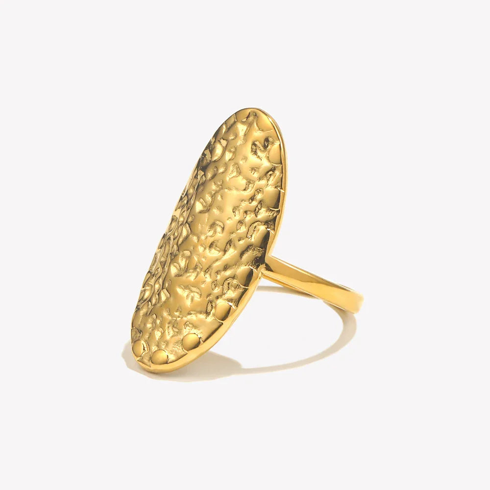 Textured Oval Centerpiece Adjustable Ring