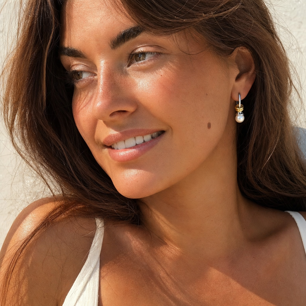 Halo Knot Pearl Hoop Earrings - Editorial