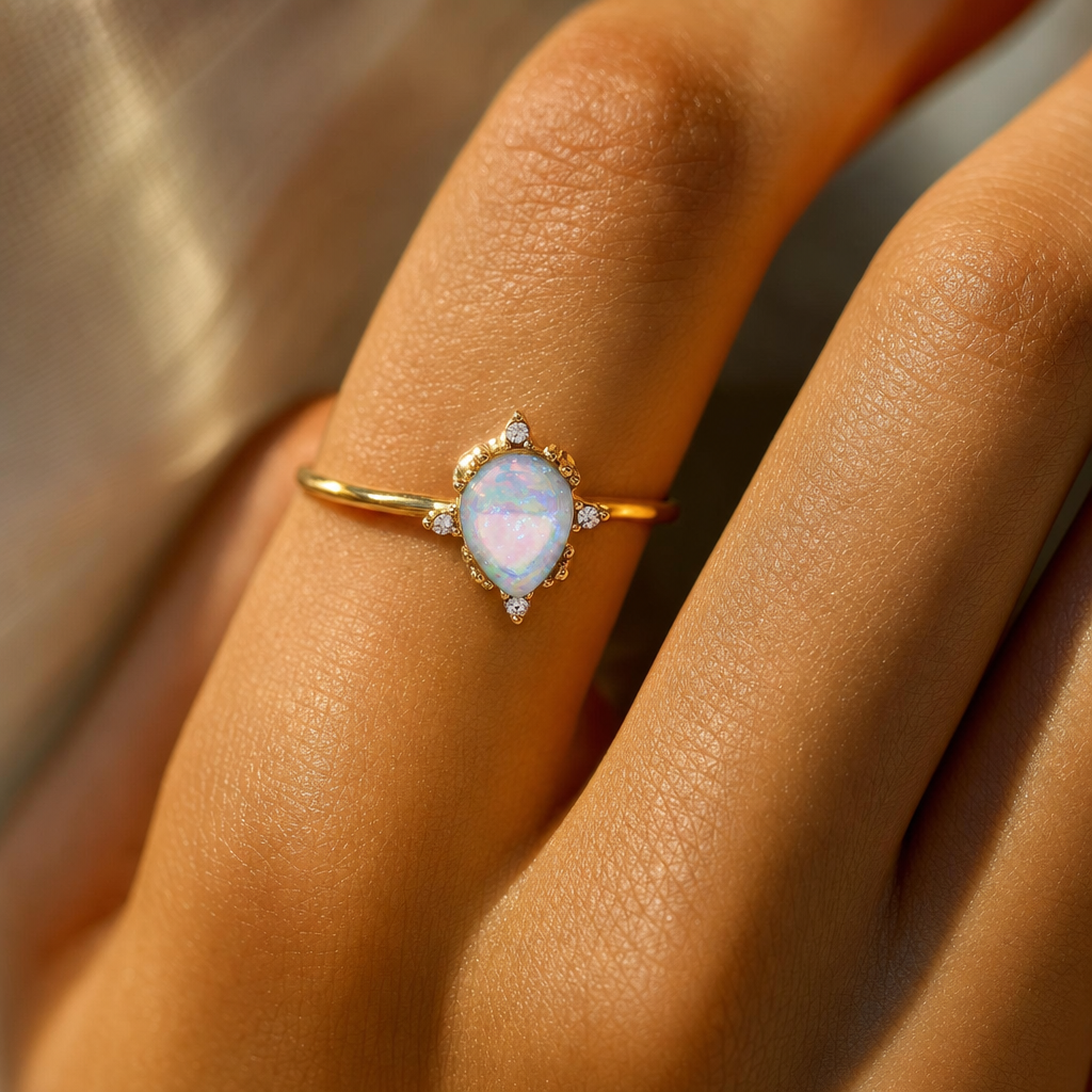 Aura Opal Charm Ring - Close-up