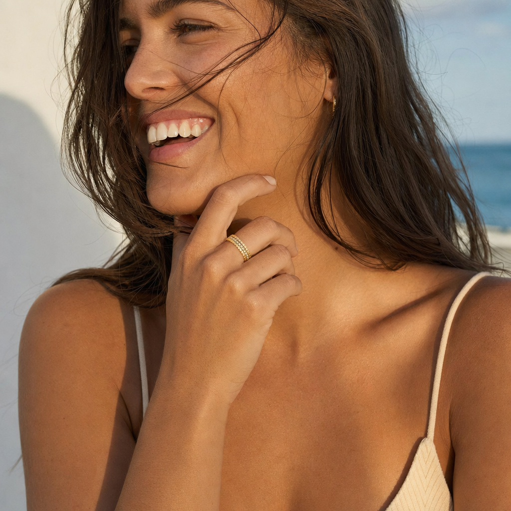Sculpted Wave CZ Ring - Editorial