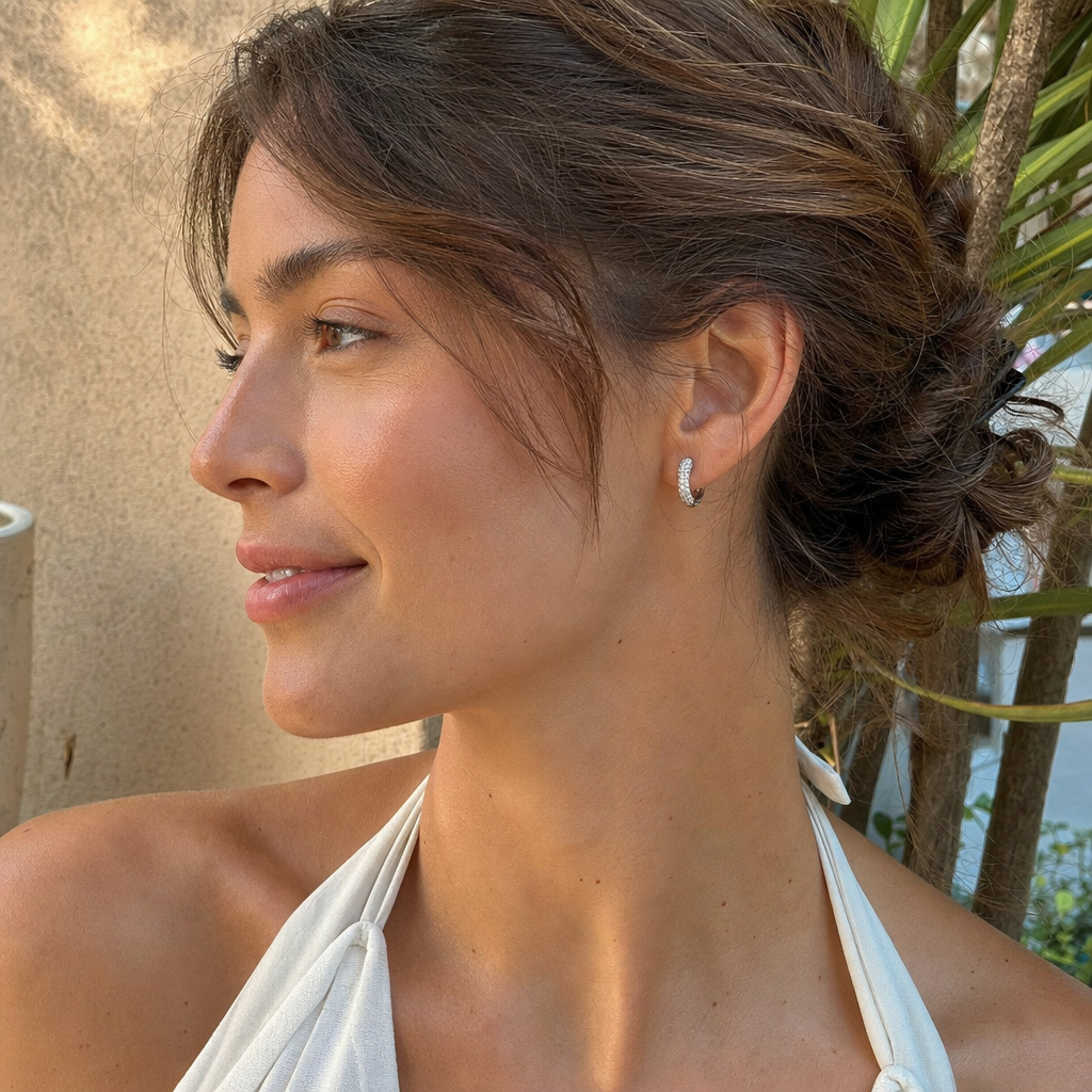 Aura Circle Zircon Studs - Editorial