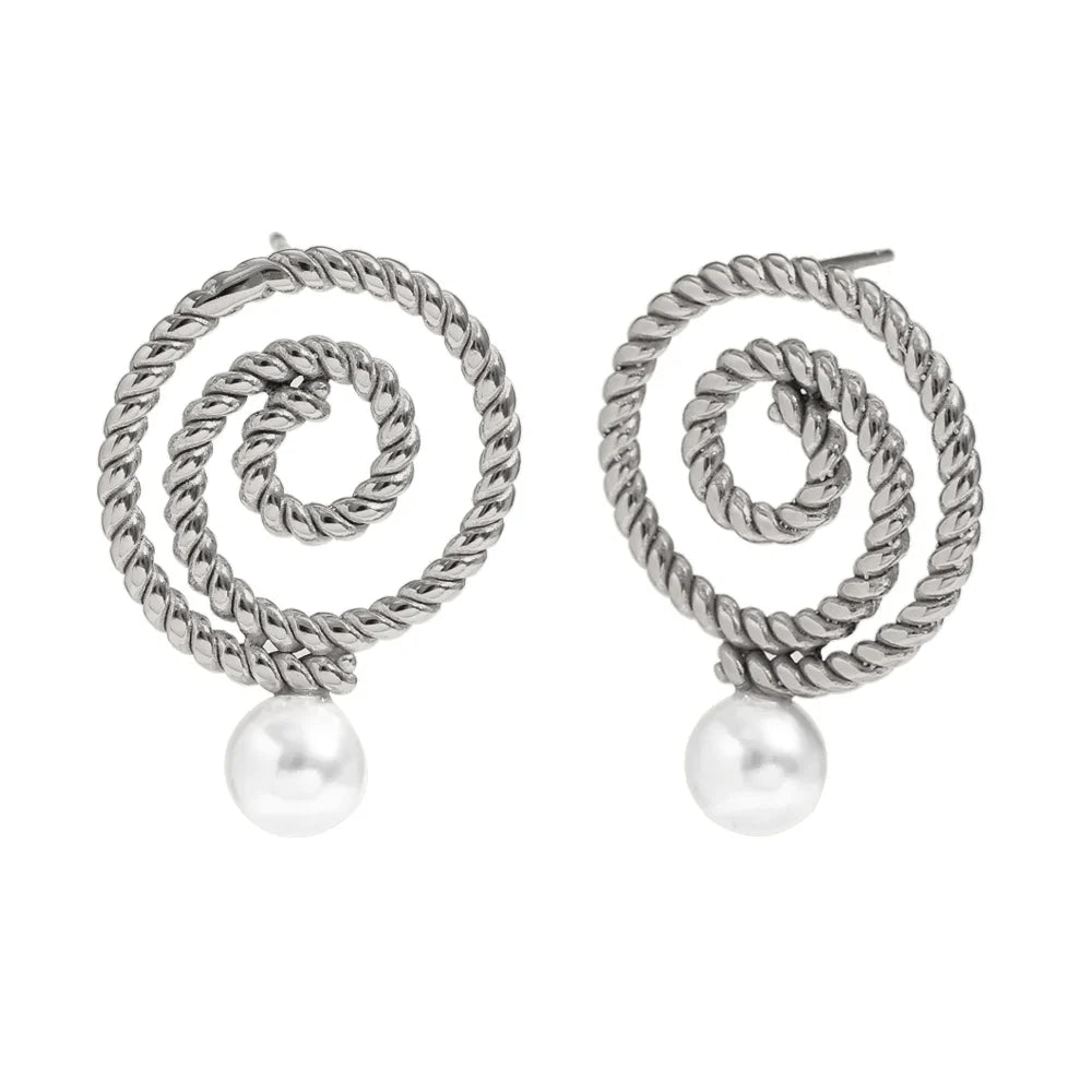 Swirl Pearl Drop Earrings