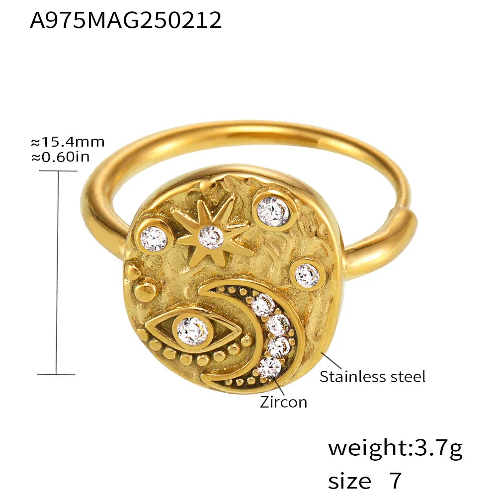 Celestial Starlight Talisman Ring - 18k Gold