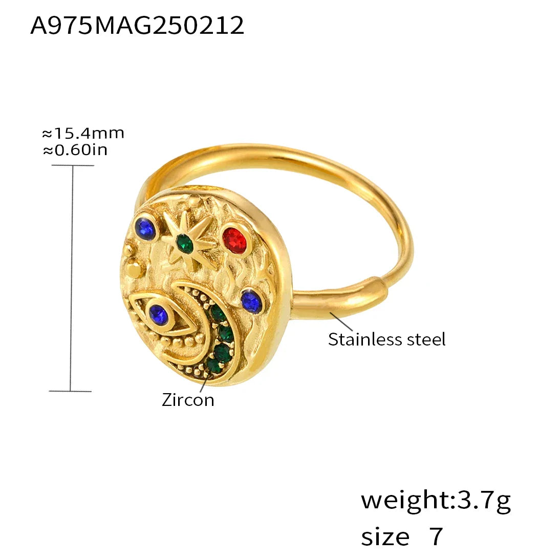 Celestial Starlight Talisman Ring - 18k Gold