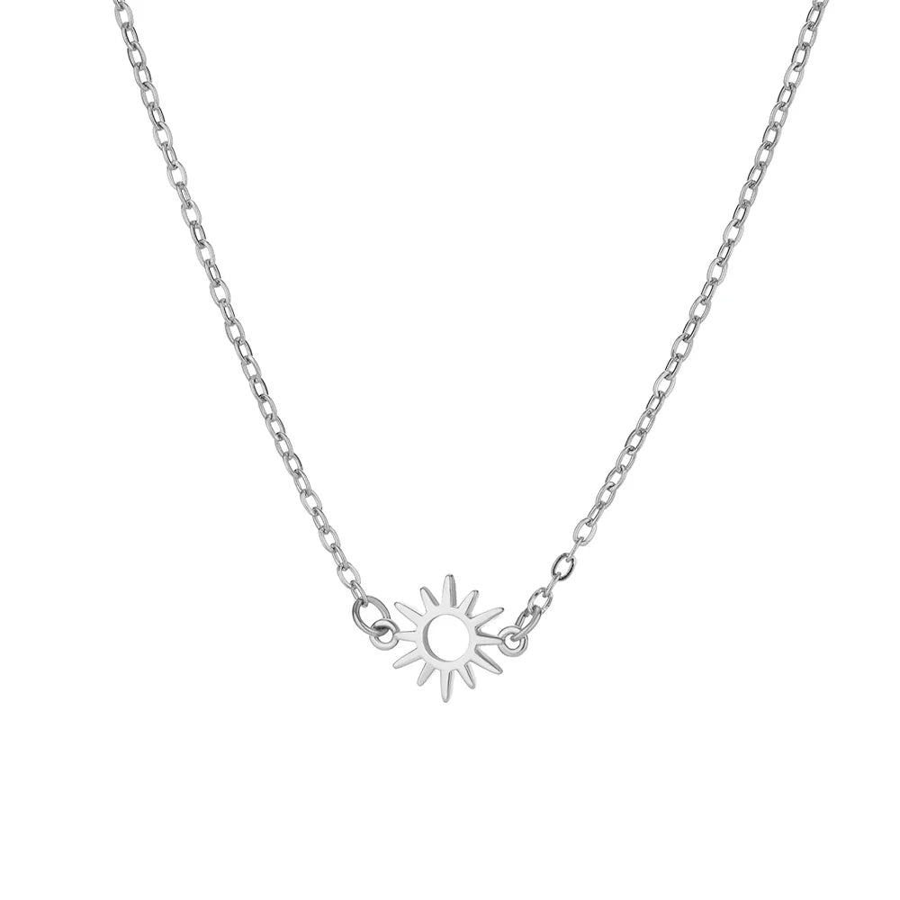 Hollow Sunburst Pendant Necklace