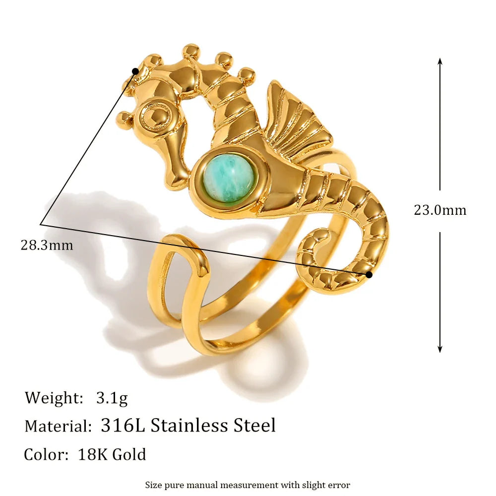Ocean Whisper Seahorse Accent Ring