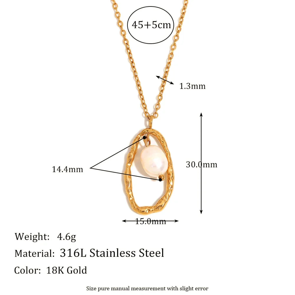Golden Embrace Classic Pearl Hoop Necklace