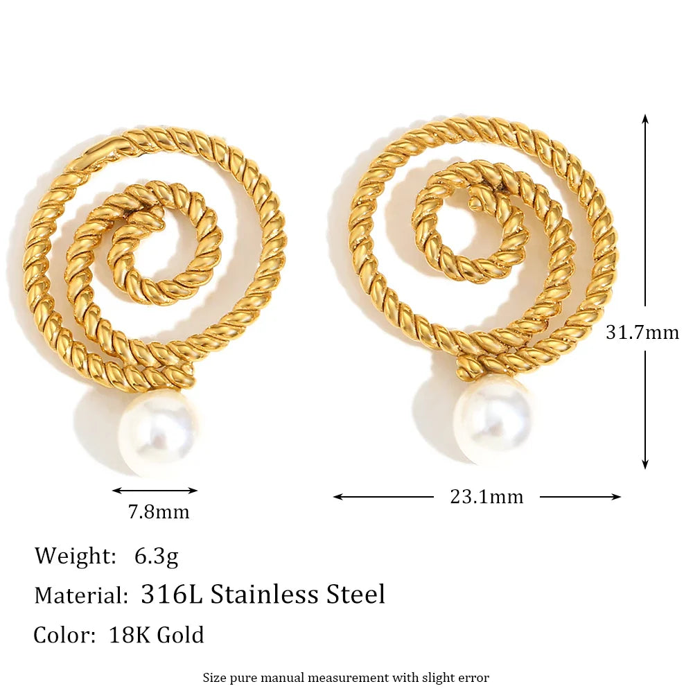 Swirl Pearl Drop Earrings