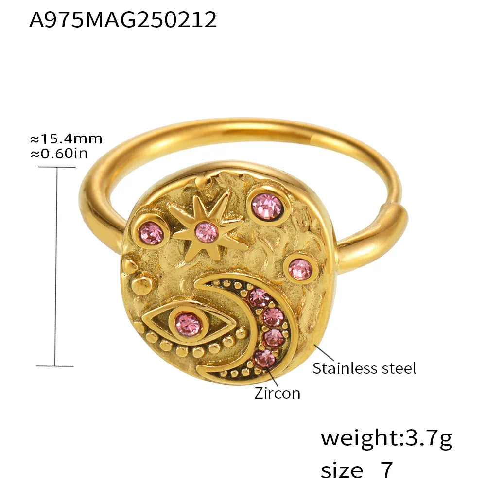 Celestial Starlight Talisman Ring - 18k Gold