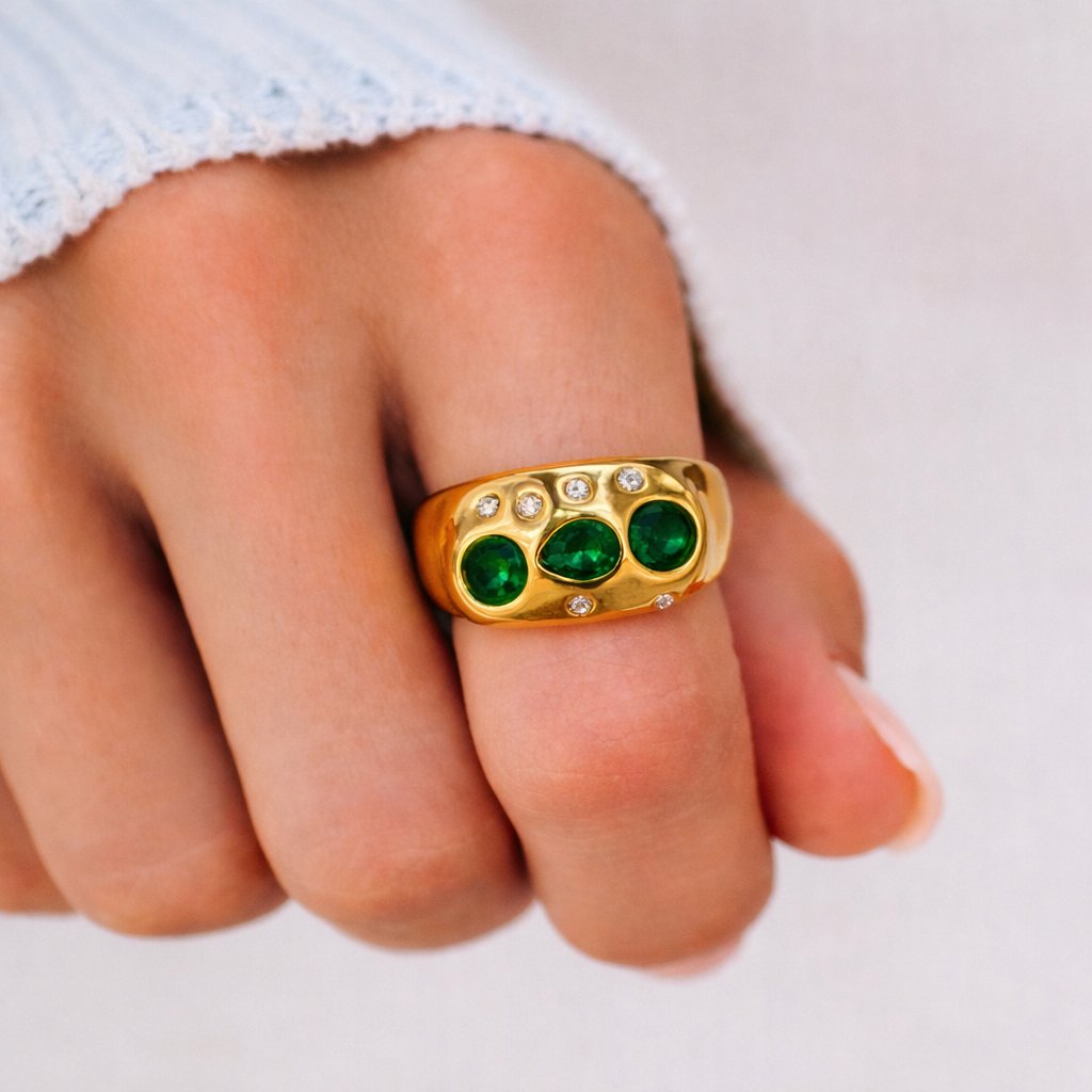 Chunky Gemstone Ring - 18k Gold