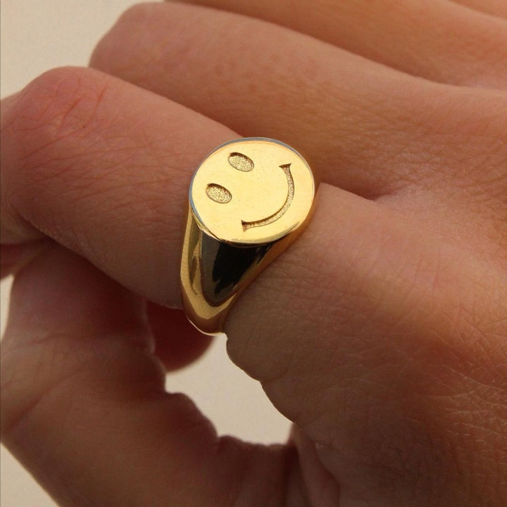 Smiley Embossed Signet Ring