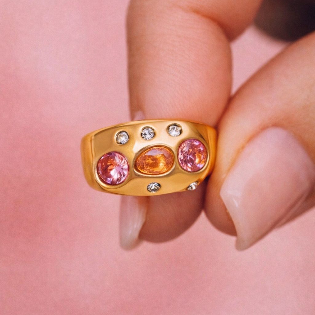 Chunky Gemstone Ring - 18k Gold