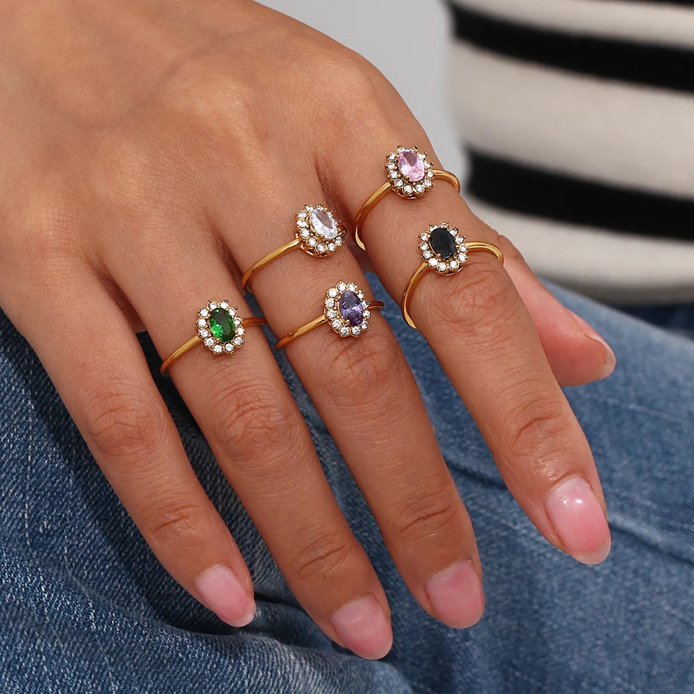 Minimalist Gemstone Rings - 18k Gold