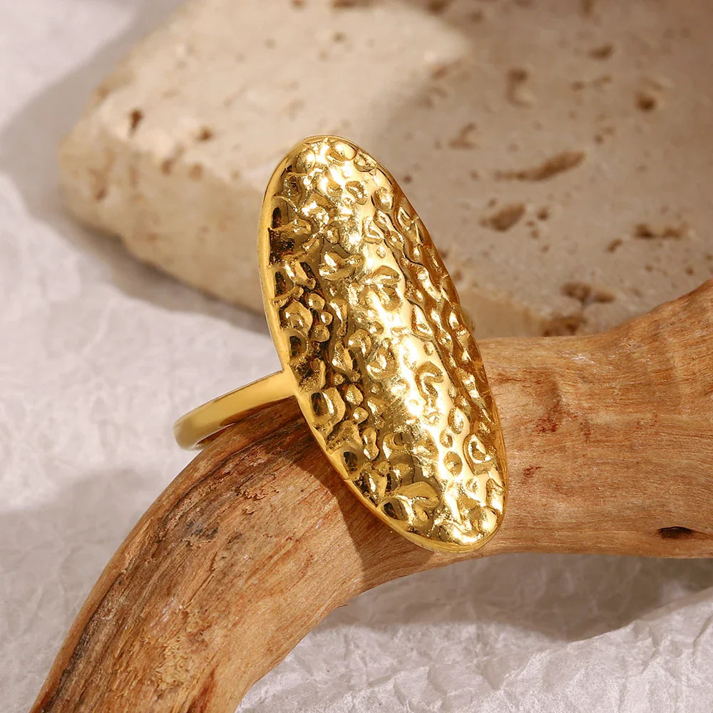 Textured Oval Centerpiece Adjustable Ring