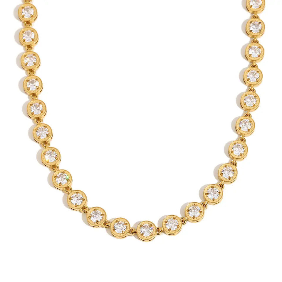 Rainbow Glow Tennis Necklace - White