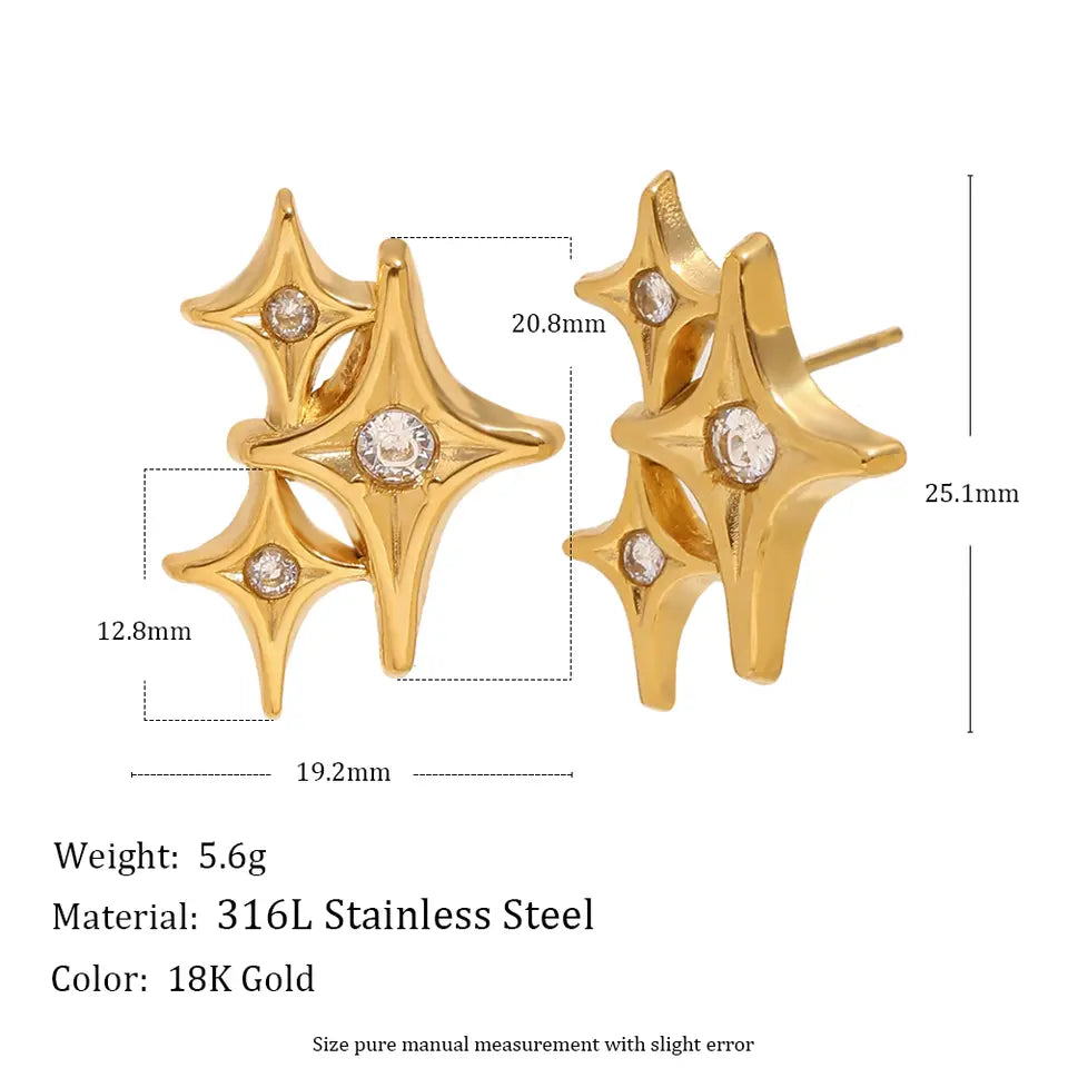 Nova Star Cluster Studs - Gold