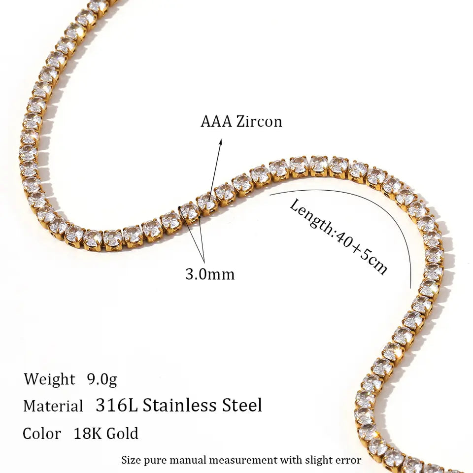 Luminous Zircon Tennis Necklace - 3mm