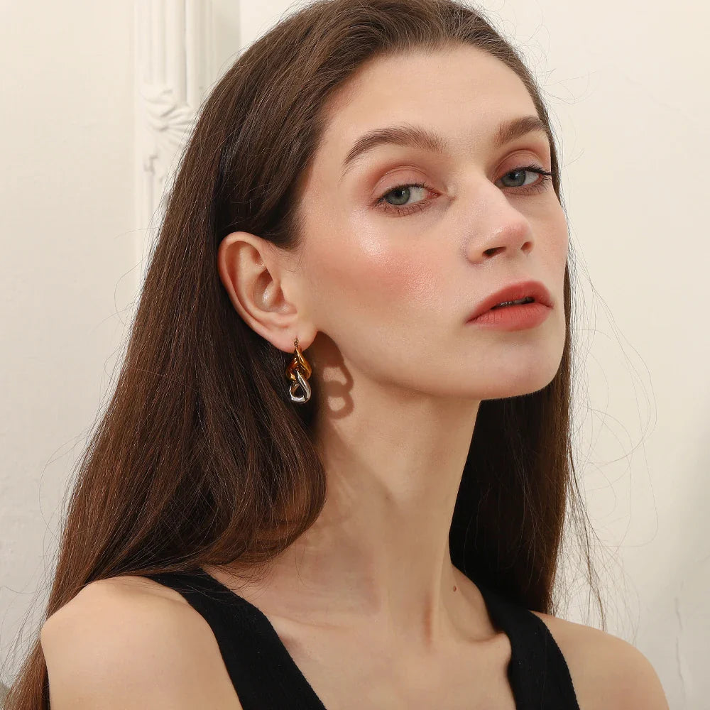 Harmony Dual-Tone Hoop Earrings