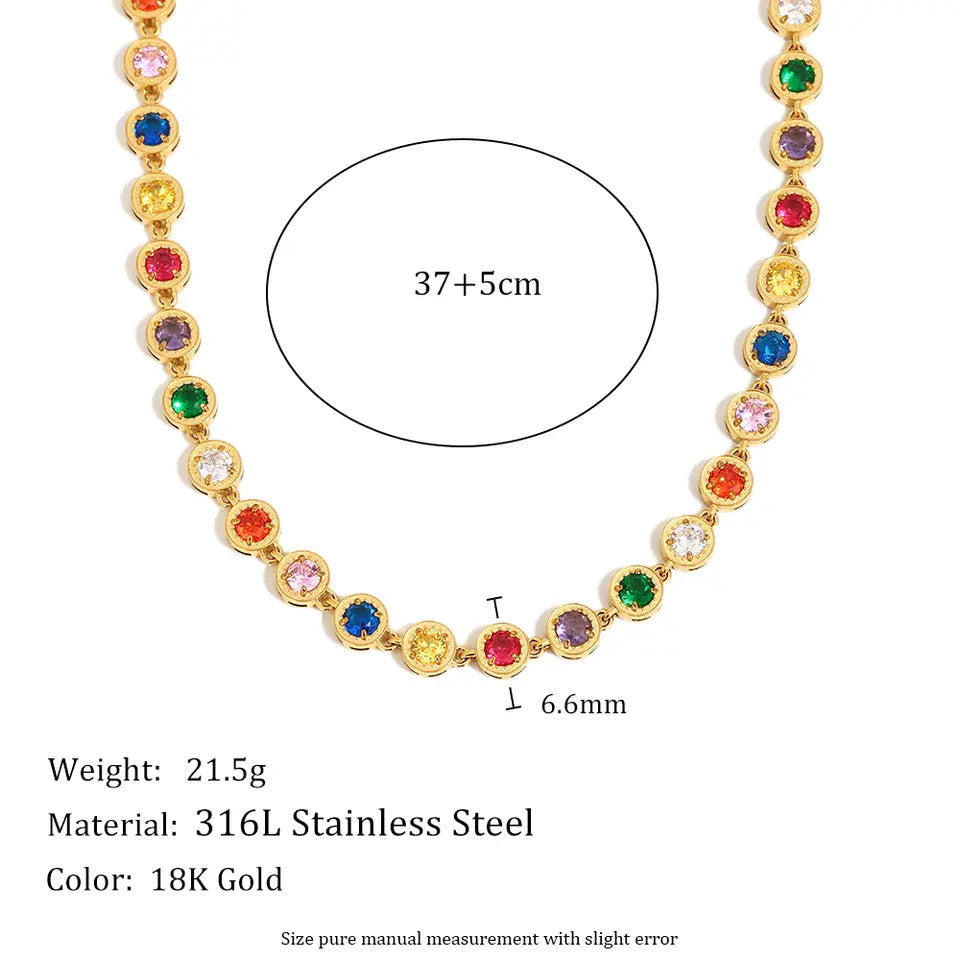 Rainbow Glow Tennis Necklace - Mix
